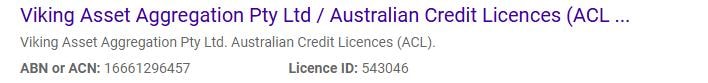 Viking Asset Aggregation credit licence document